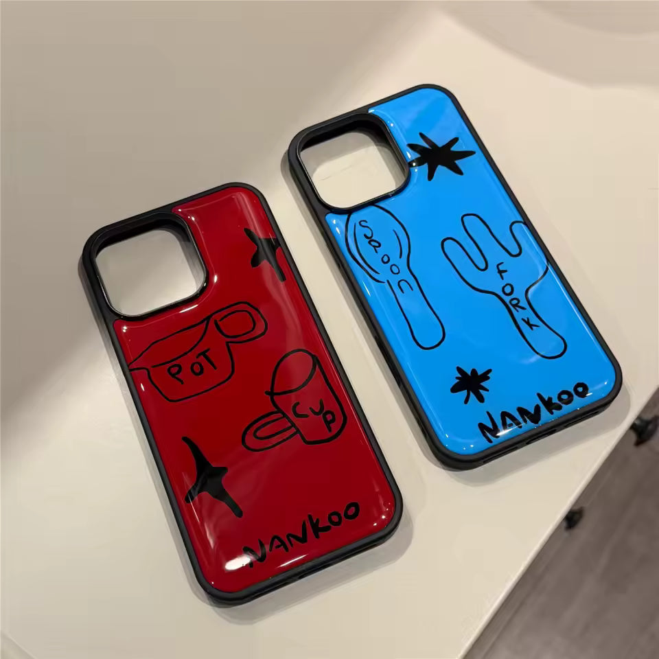 Korean Glossy Graffiti iPhone Case