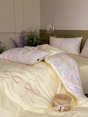 Yellow Coquette Embroidered Duvet Cover Set